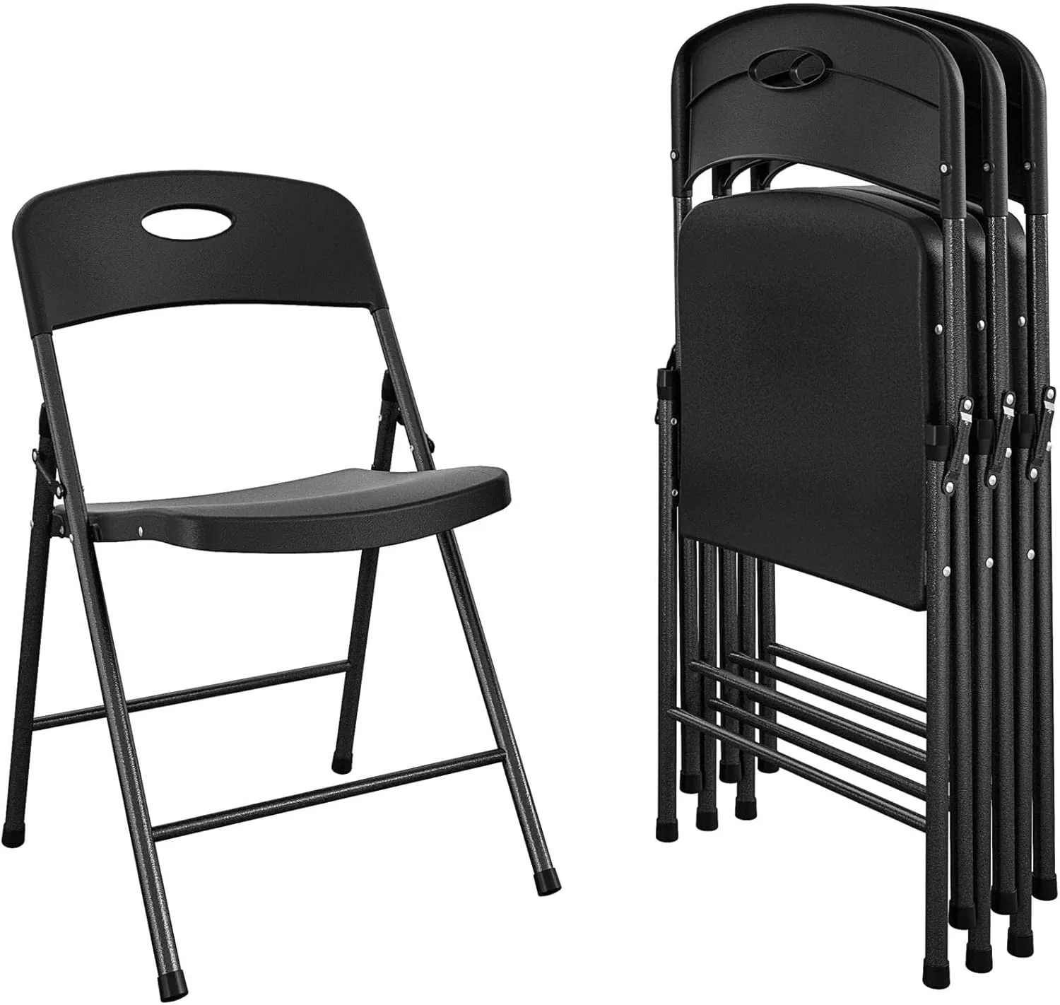 COSCO Solid Resin Plastic Folding Chair, 4-Pack, Black