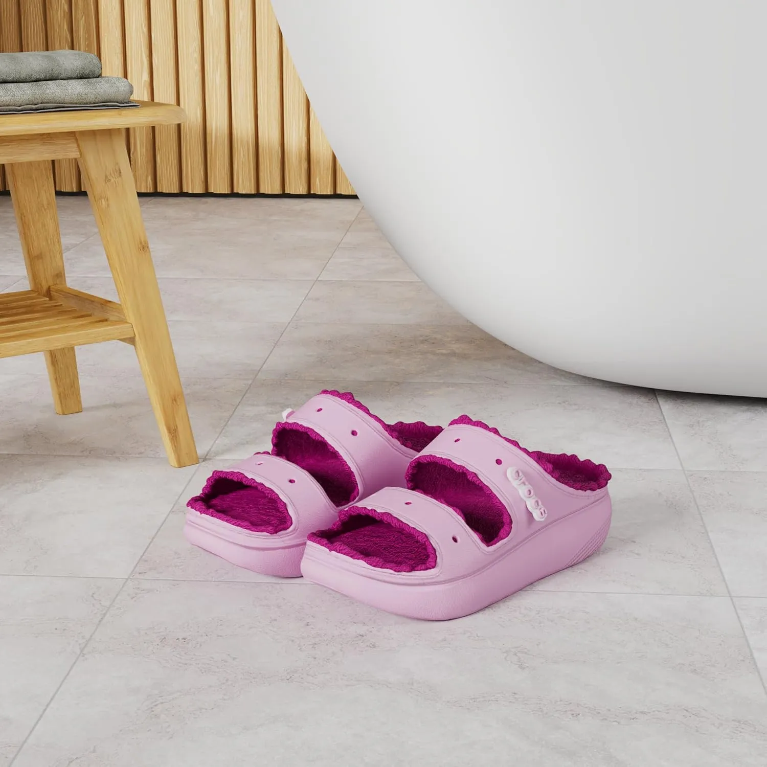 Crocs Unisex-Adult Classic Cozzzy Platform Sandals | Fuzzy Slippers Slide