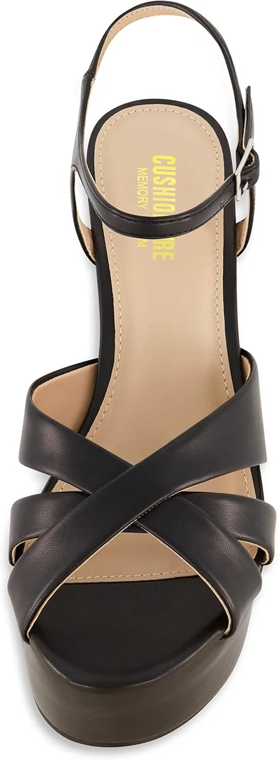 CUSHIONAIRE Women's Foxy platform dress sandal  Memory Foam and Wide Widths Available