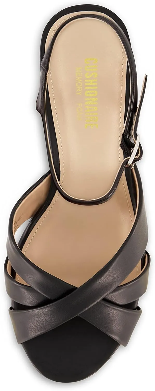 CUSHIONAIRE Women's Foxy platform dress sandal  Memory Foam and Wide Widths Available