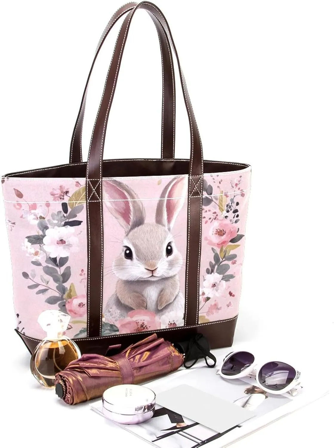 Cute Easter Bunny-1 Tote Bags Durable Leather Canvas Purses and Handbags for Women Top Handle Shoulder Satchel Hobo Bags