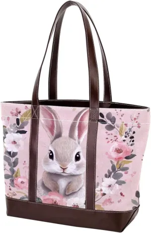 Cute Easter Bunny-1 Tote Bags Durable Leather Canvas Purses and Handbags for Women Top Handle Shoulder Satchel Hobo Bags