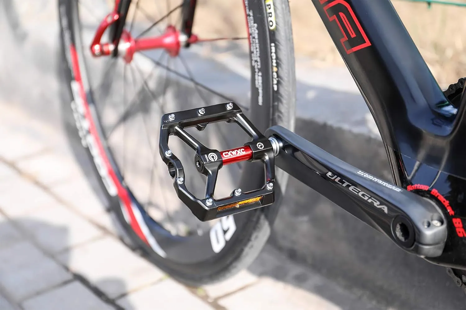 CXWXC Road/MTB Bike Pedals - Aluminum Alloy Bicycle Pedals - Mountain Bike Pedal with Removable Anti-Skid Nails