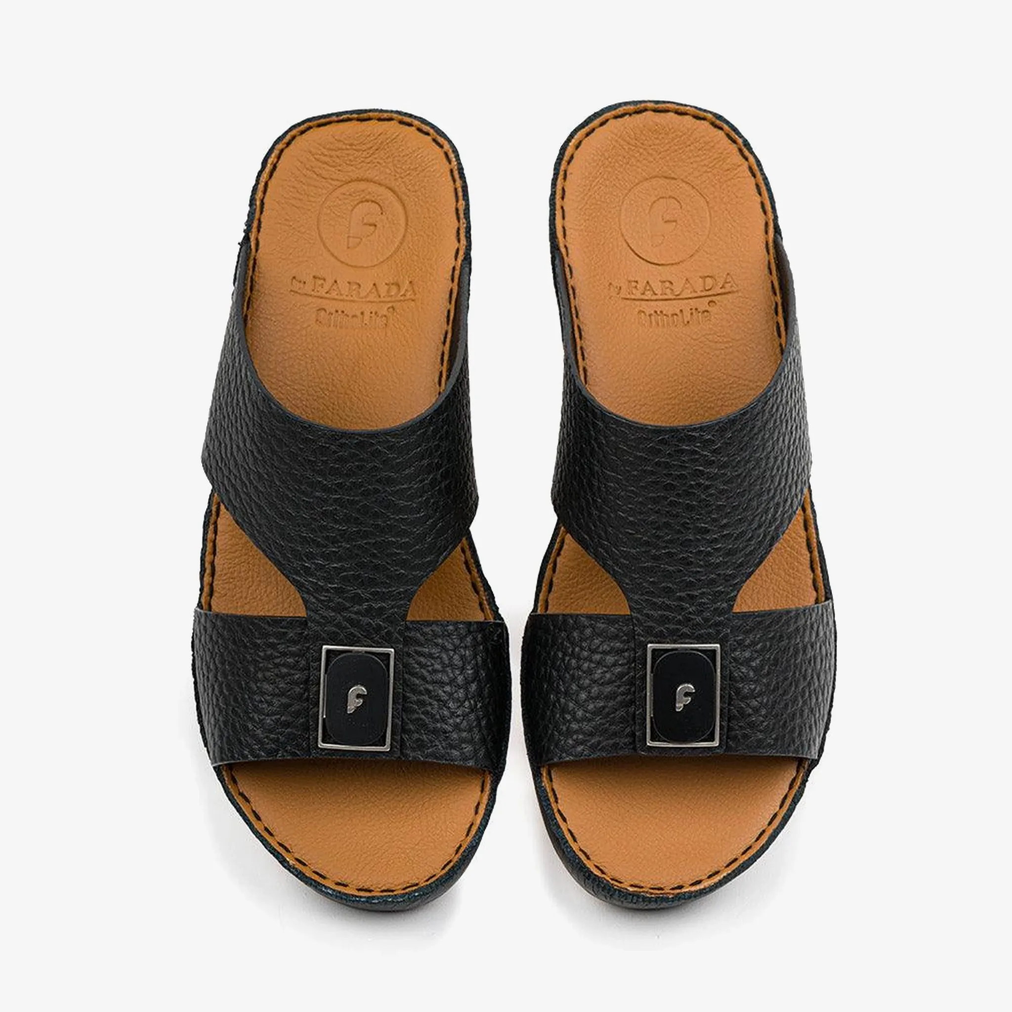DAVINCI TIMELESS HAMMERED ARABIC SANDALS BLACK