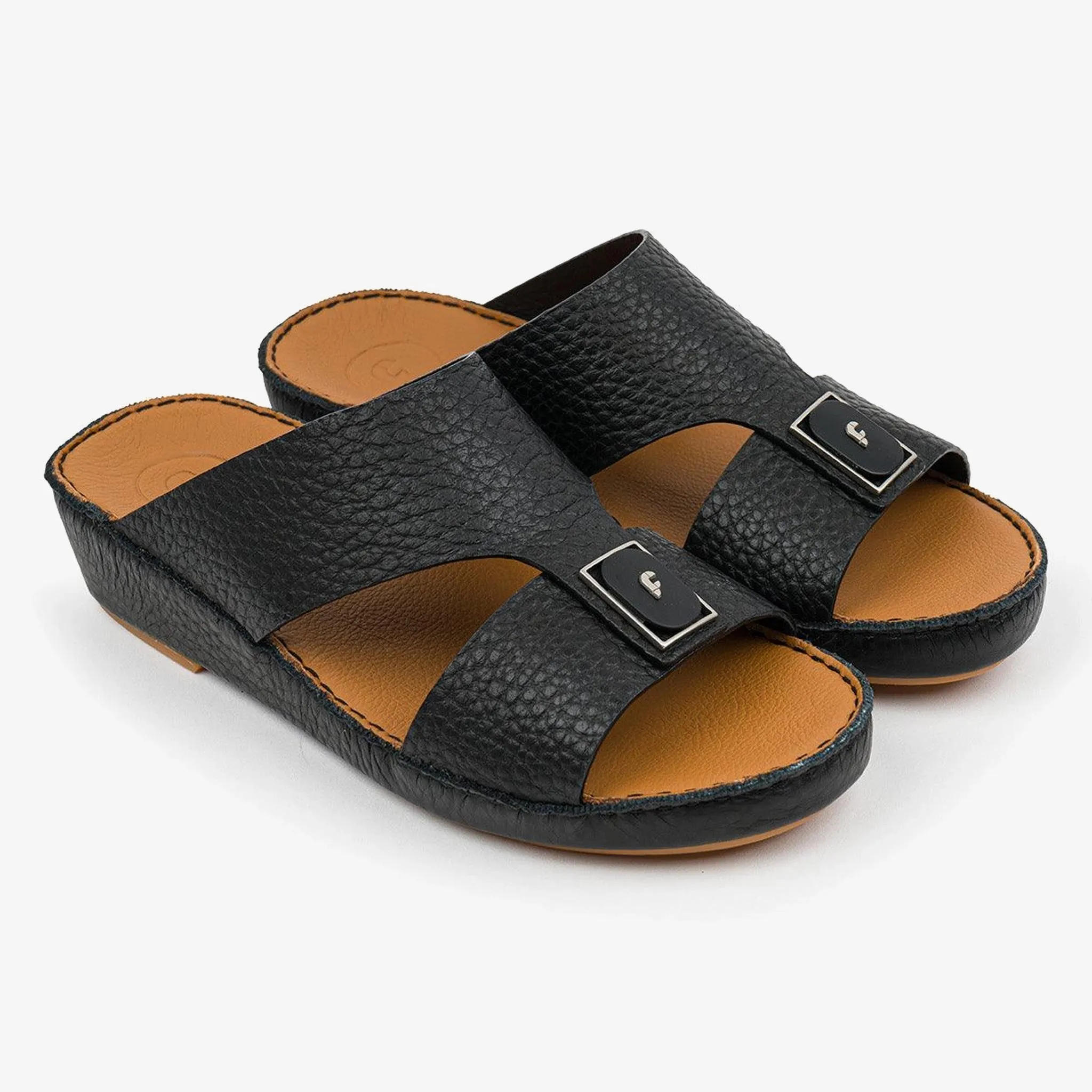 DAVINCI TIMELESS HAMMERED ARABIC SANDALS BLACK