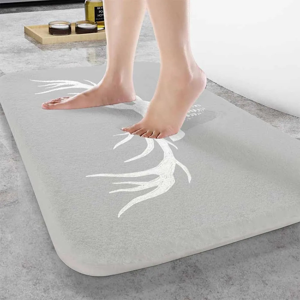 Deer Head Silhouette Bath Rugs for Bathroom Durable Flannel Bath Rug Clearance Mats for Forlaundry Room and Kitchen Decor Carpt Washable 15.7 x 23.6 Inch