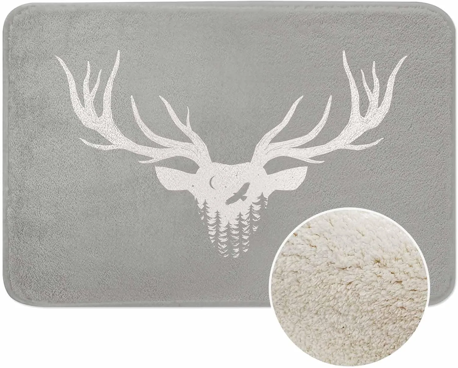 Deer Head Silhouette Bath Rugs for Bathroom Durable Flannel Bath Rug Clearance Mats for Forlaundry Room and Kitchen Decor Carpt Washable 15.7 x 23.6 Inch