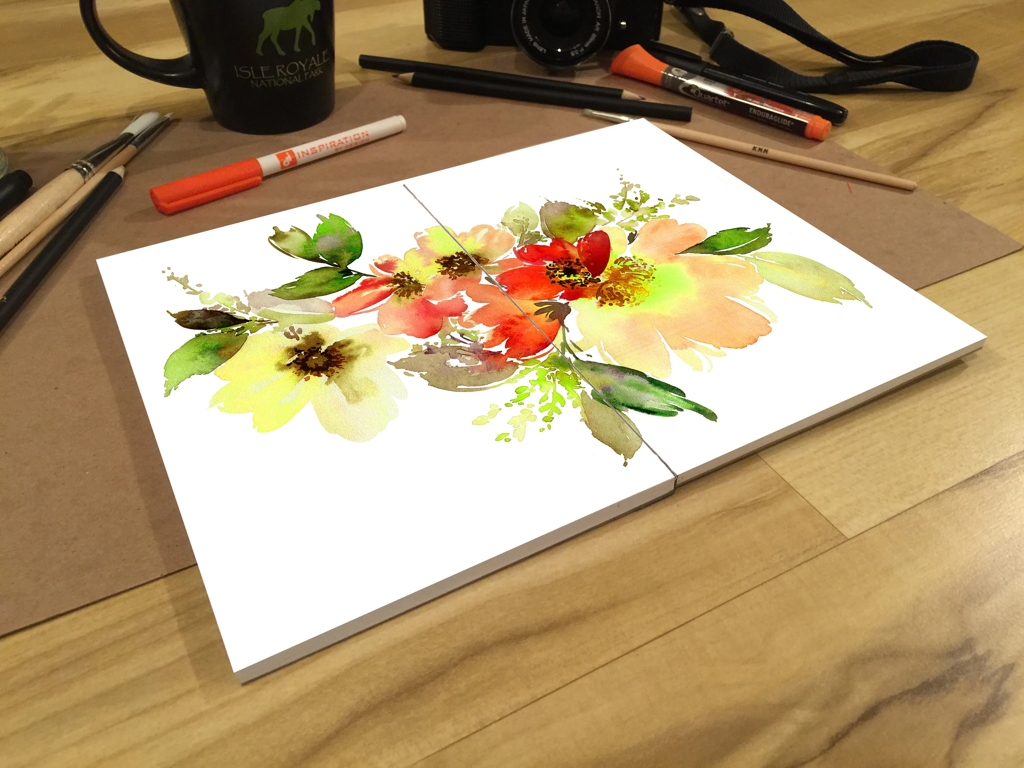 Design Ideation Lay Flat WATERCOLOR SKETCH sketchbook. Removable sheet. Multi-media. (8.5" x 11") LF-2550-LS