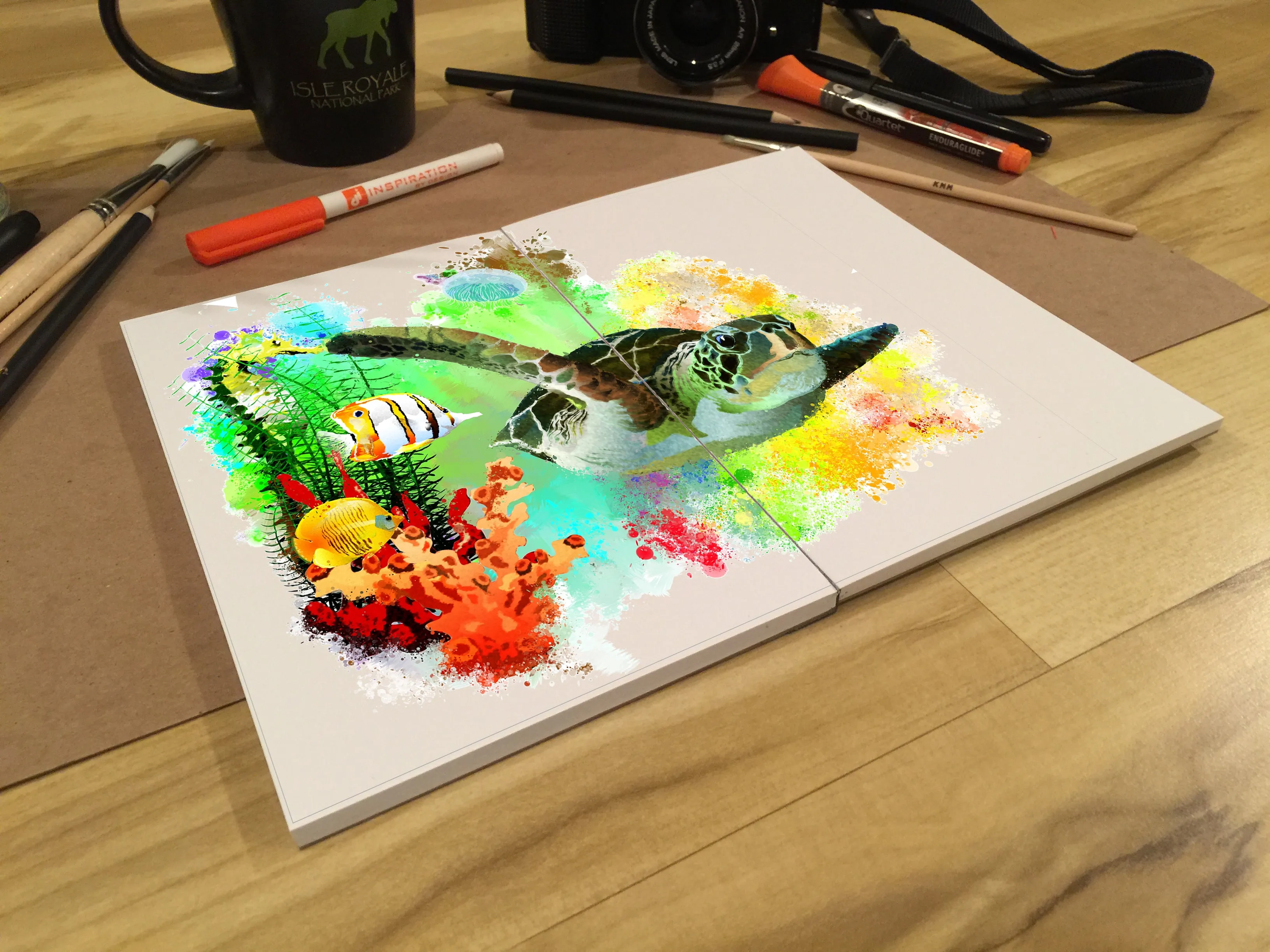 Design Ideation Lay Flat WATERCOLOR SKETCH sketchbook. Removable sheet. Multi-media. (8.5" x 11") LF-2550-LS