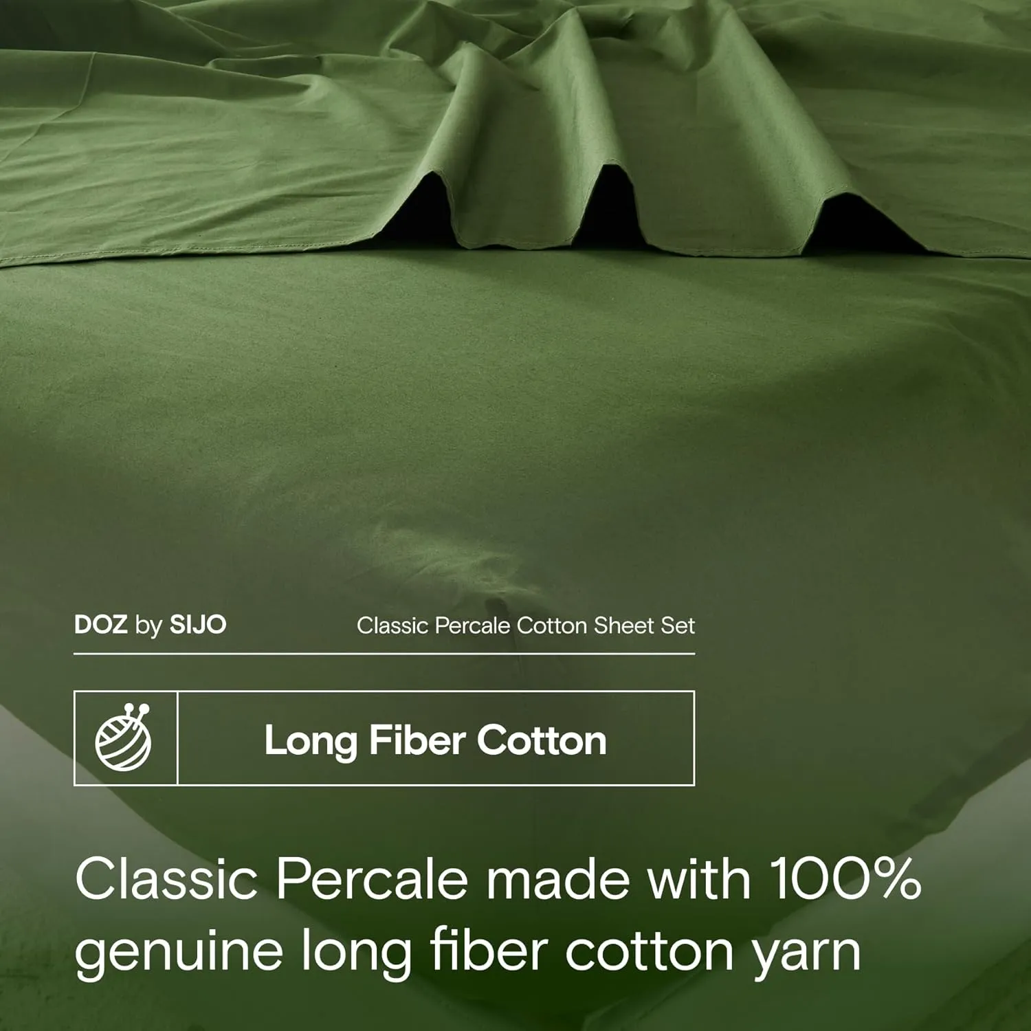 DOZ 100% Long Staple Cotton Sheet Sets, Classic Crisp Percale Weave, Breathable, Matte Finish, Hotel Style, Durable, 4pc – 2 Pillowcases 1 Fitted 1 Flat (Forest, Full)