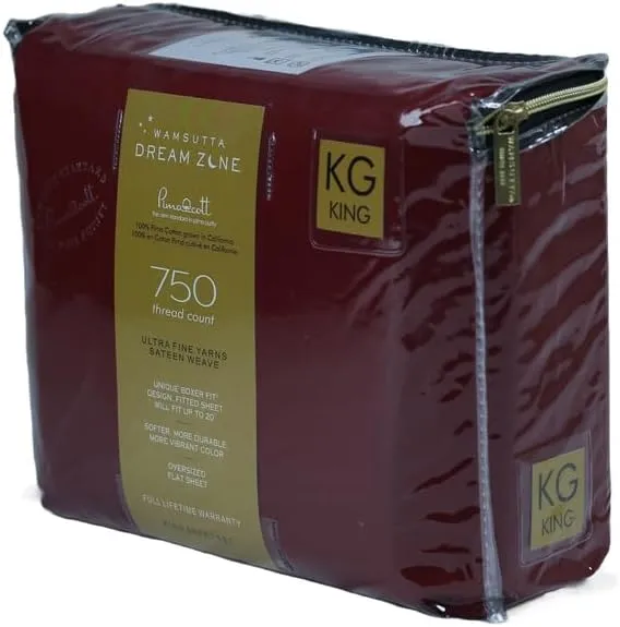 Dream Zone 750 Thread Count PimaCott King Sheet Set in Burgundy (Burgundy,King)