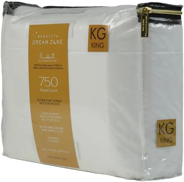 Dream Zone 750 Thread Count PimaCott King Sheet Set in White (White,King)