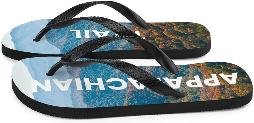 Dressed Up Mule Appalachian Trail Flip Flops - Blue Ridge Mountains Unisex Mens Womens Flip Flops for Beach Pool Shower