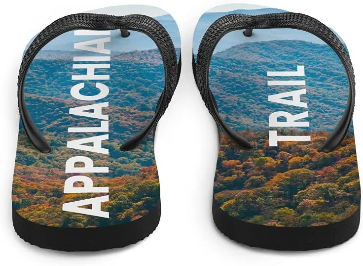 Dressed Up Mule Appalachian Trail Flip Flops - Blue Ridge Mountains Unisex Mens Womens Flip Flops for Beach Pool Shower