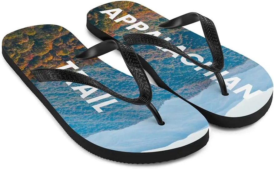 Dressed Up Mule Appalachian Trail Flip Flops - Blue Ridge Mountains Unisex Mens Womens Flip Flops for Beach Pool Shower