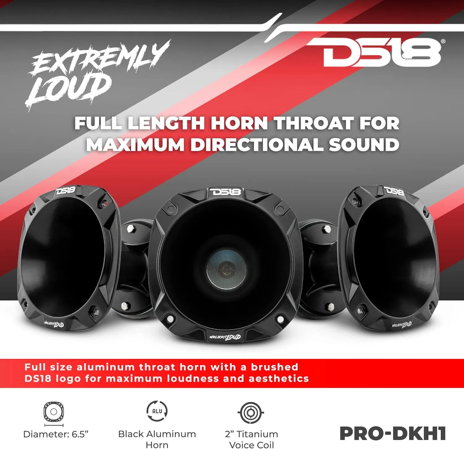 DS18 PRO-DKH1 Compression Driver with Aluminum Horn - 2", 640W Max Power, 8 Ohms, 2" KSV & Flat Wire Voice Coil - No Other Compression Driver Can Compare (Single)