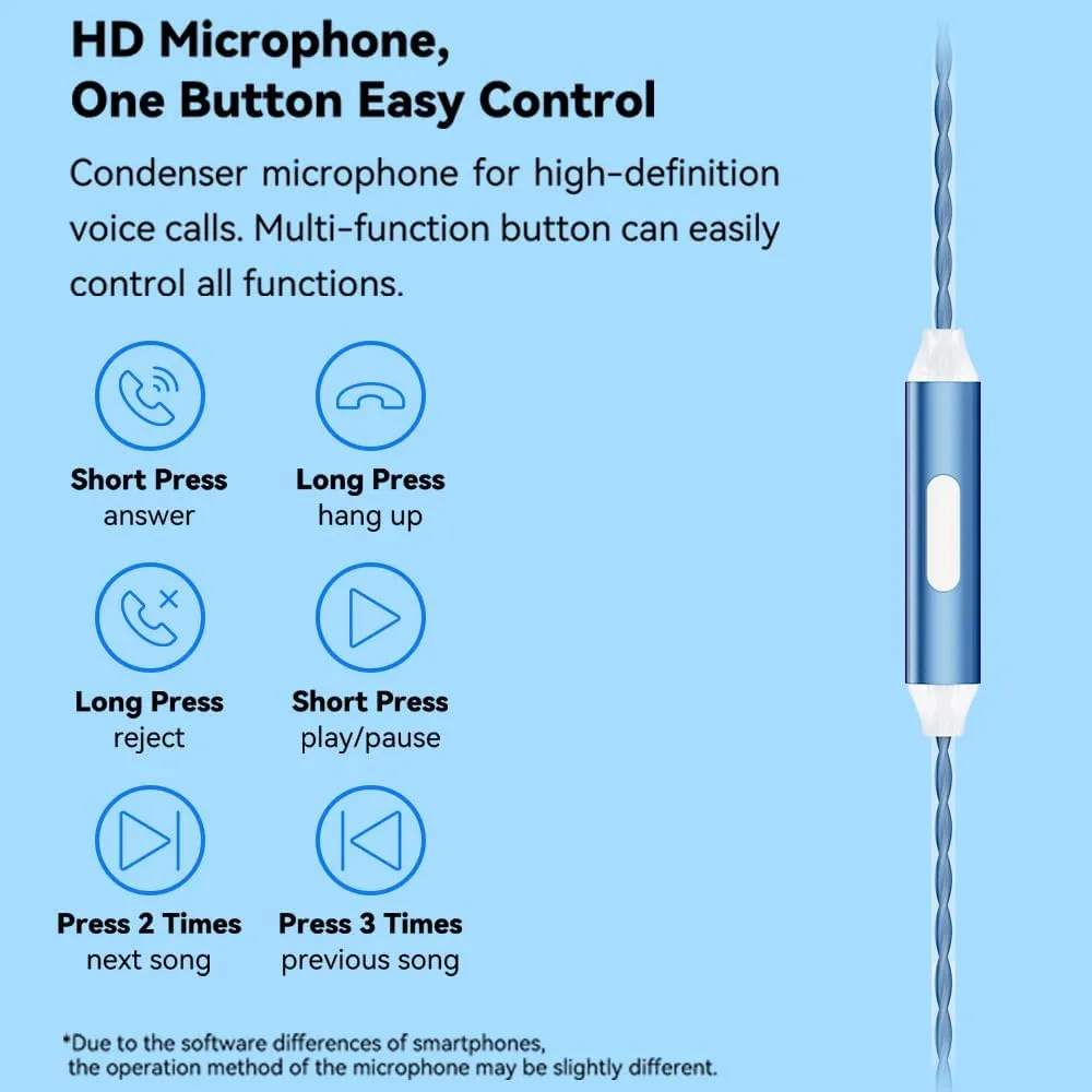 EB2S Pro Flat Head Earbuds, Wired Earbuds in-Ear Headphones,Noise Isolation Corded for 3.5mm/4.4mm Jack Ear Buds Galaxy S7 Edge,Galaxy S23 Ultra, Xiaomi Mi A3 Audiophile (3.5mm no Mic)