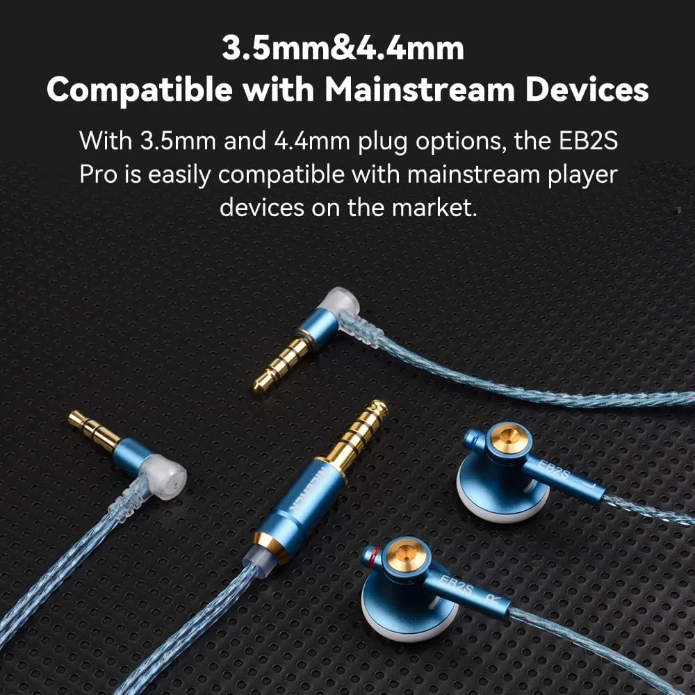 EB2S Pro Flat Head Earbuds, Wired Earbuds in-Ear Headphones,Noise Isolation Corded for 3.5mm/4.4mm Jack Ear Buds Galaxy S7 Edge,Galaxy S23 Ultra, Xiaomi Mi A3 Audiophile (3.5mm no Mic)