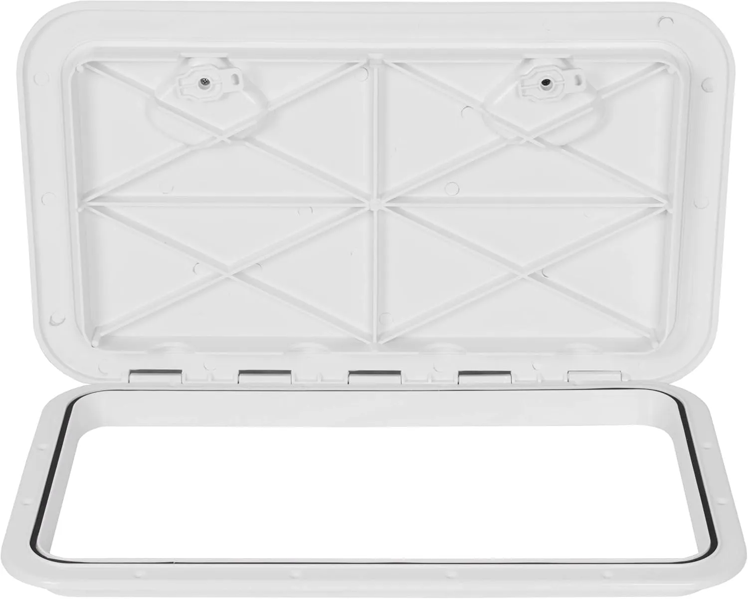 ECOTRIC 24" x 14" Deck Marine Access Hatch & Lid Durable Boat Hatch 180 Hinge Strong Recessed Handle Marine Caravan RV White Rectangle(606mm x 353mm) Plastic