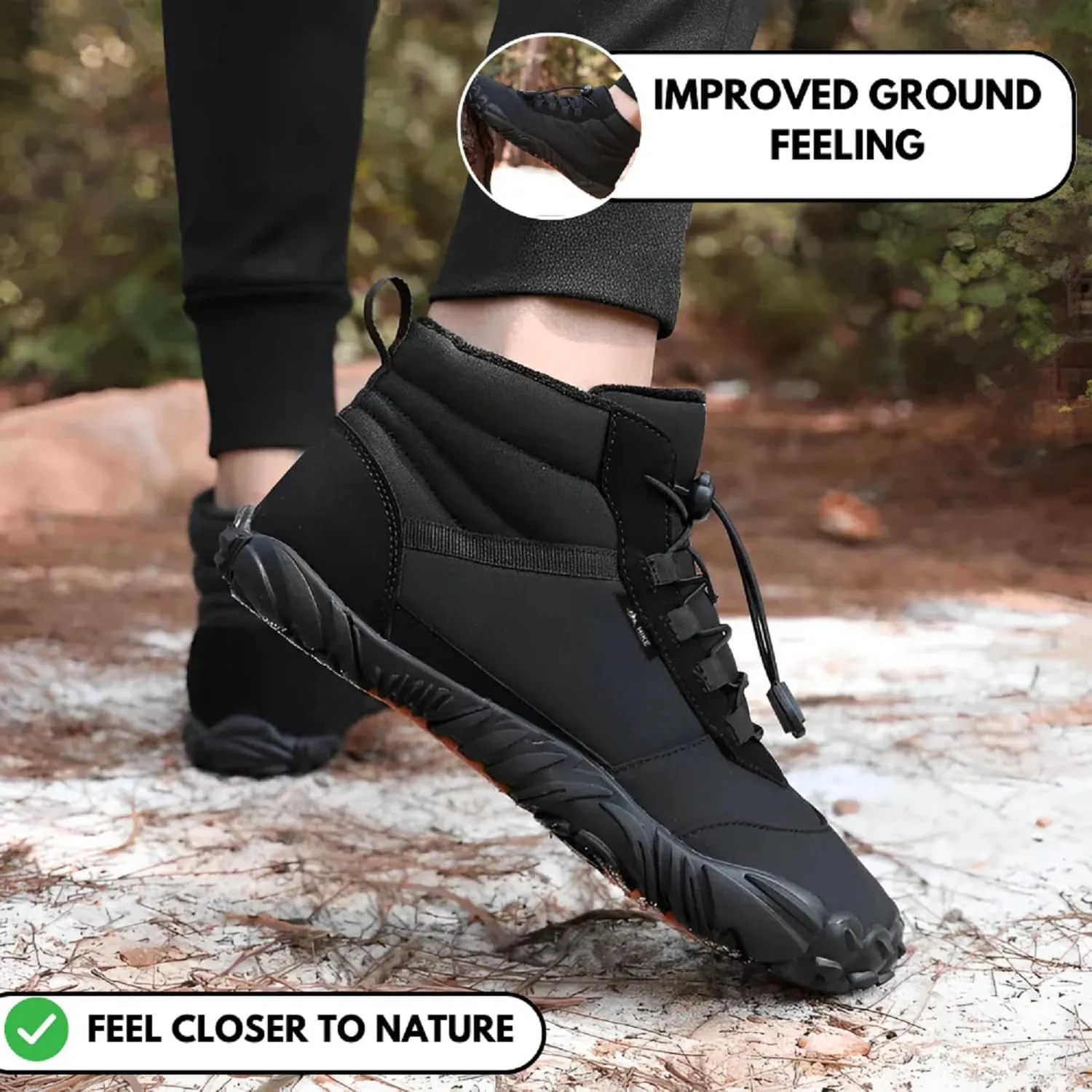 Evian Master HF- Non Slip Water Resistant Winter Barefoot Boot, Wide Toe Box Walking, Hiking Shoes for Women Men Unisex
