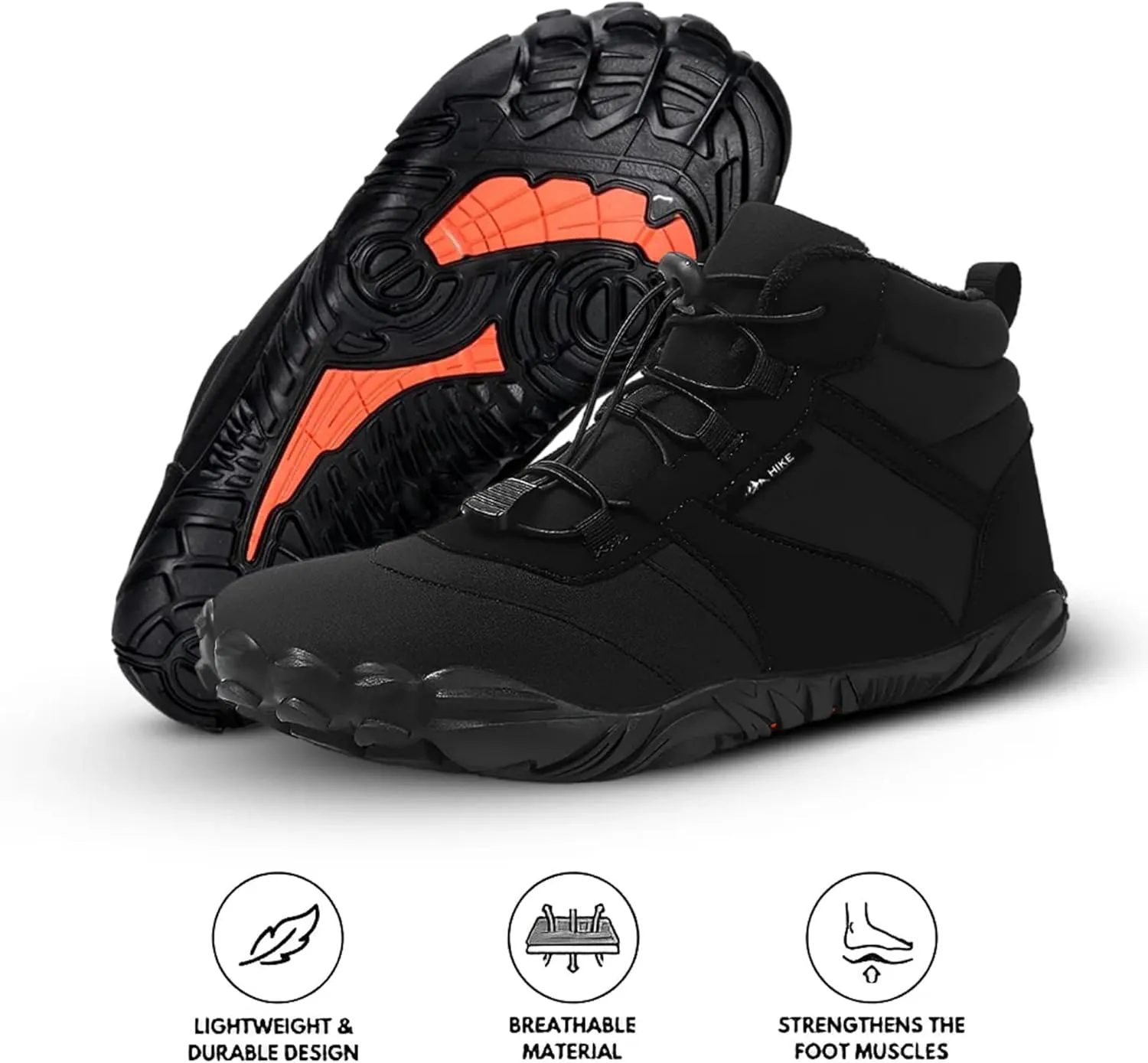 Evian Master HF- Non Slip Water Resistant Winter Barefoot Boot, Wide Toe Box Walking, Hiking Shoes for Women Men Unisex