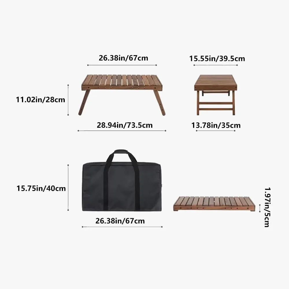 Exquisite Retro Outdoor Solid Wood Portable Folding Table Classic Elegant Picnic Table Camping Barbecue Small Table for Home Use Flat Storage