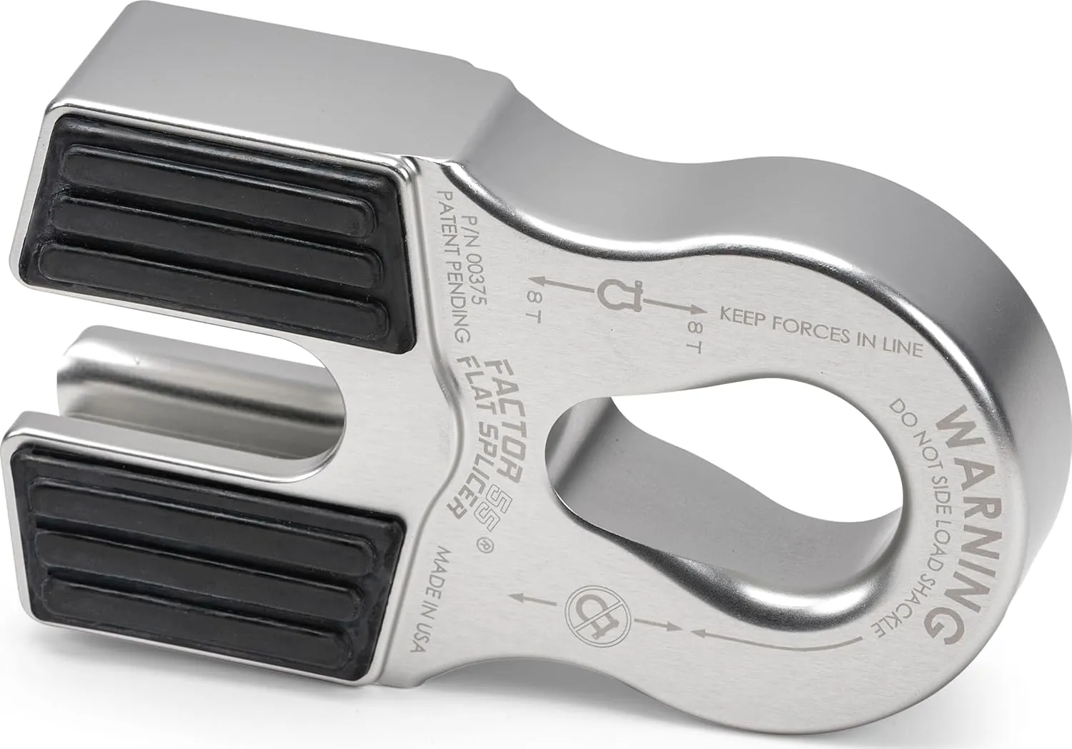 Factor 55 Flat Splicer Low-Profile Design for Synthetic Rope, Fits Synthetic Rope up to 1/2" - Silver
