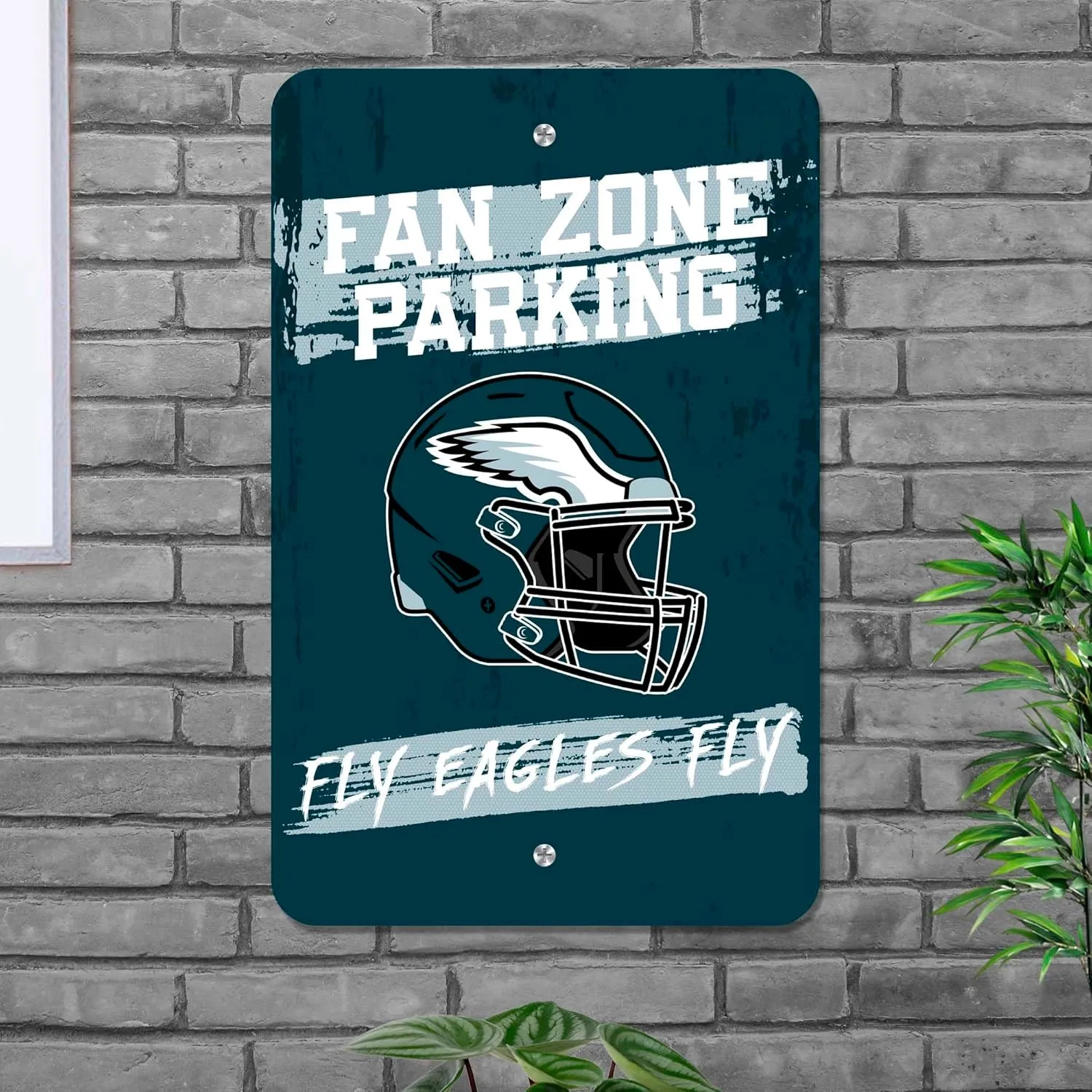 FANMATS 48165 NFL - Philadelphia Eagles Flat Parking Sign | Midnight Green & Black | 18"x11.5" | Eagles Helmet Logo with "Fan Zone Parking" Wordmark