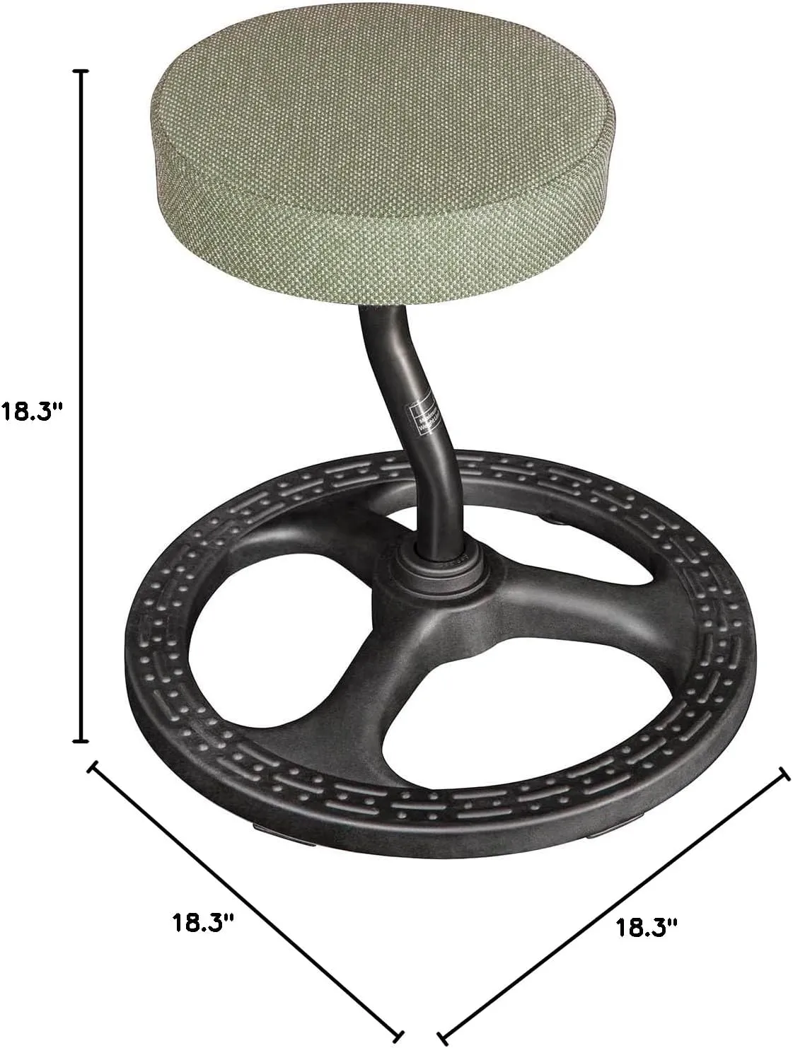 Fitness Seat, ADHD Chair Stool for Stability, Balance, Yoga, Office, School, Wellness, Active Sitting with Non-Slip Base and Washable Seat Cover-Moss Green