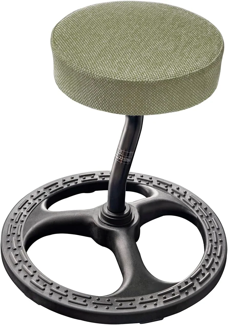 Fitness Seat, ADHD Chair Stool for Stability, Balance, Yoga, Office, School, Wellness, Active Sitting with Non-Slip Base and Washable Seat Cover-Moss Green