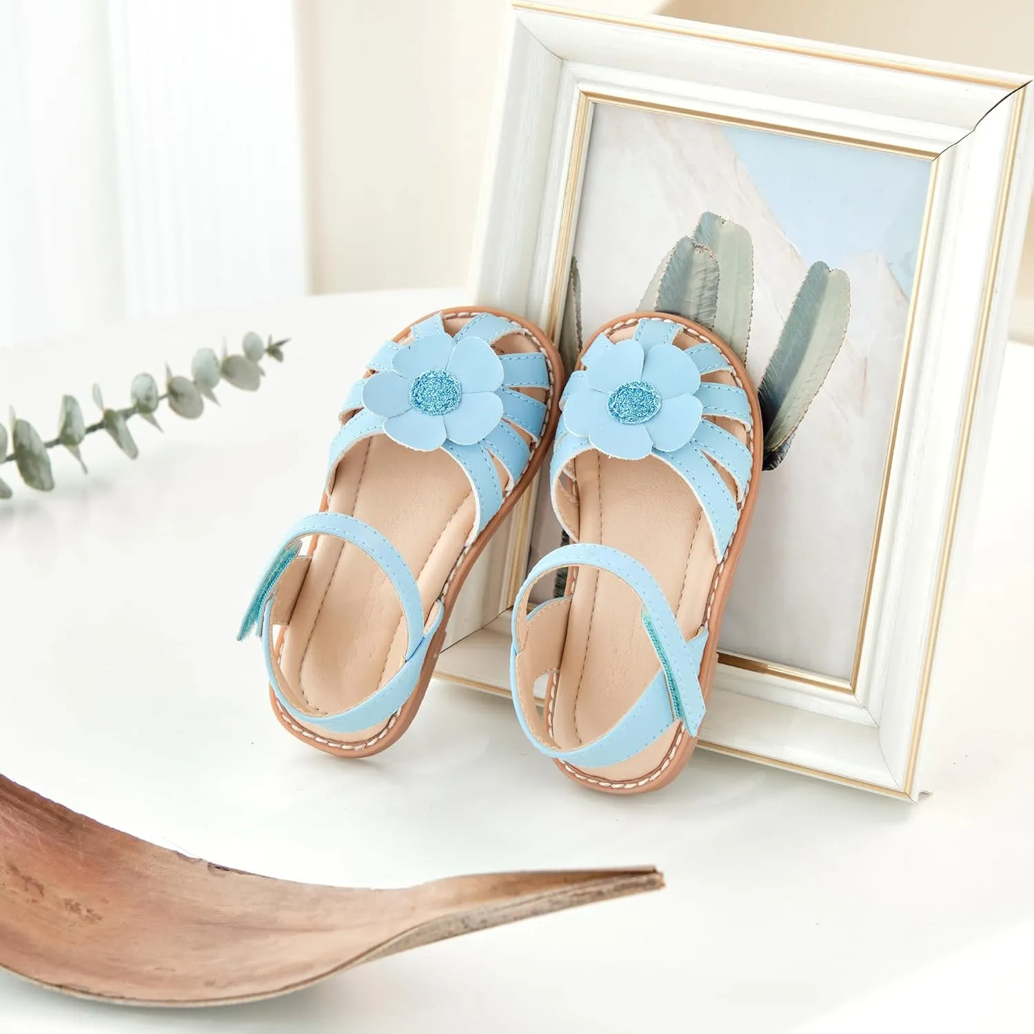 Flaryzone Toddler Little Girls Glitter Flower Open-Toe Flat Dress Sandals Summer Shoes