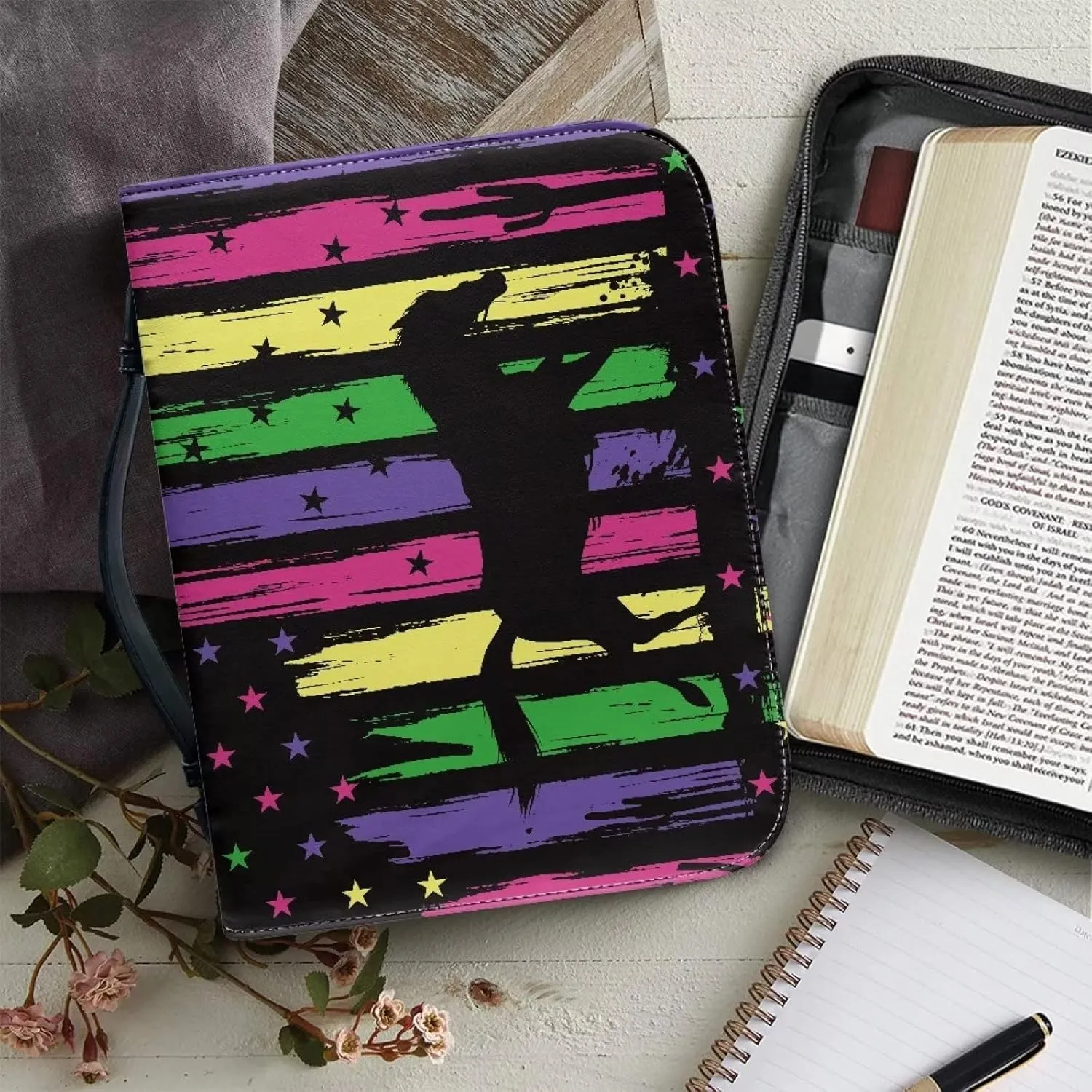 Flashideas Fashion Portable Leather Bible Covers for Women Durable Carrying Bible Accessories
