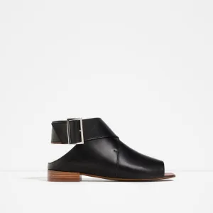 FLAT BOOT-STYLE LEATHER Express worldwide SANDALS Expedited shipping