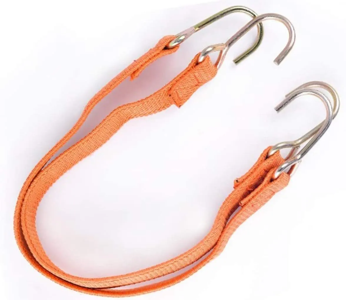 Flat Bungee Cord with Hooks Adjustable Fits Size (Orange, ADJ 48inches)