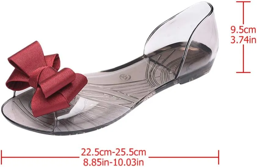 Flat Jelly Shoes for Women Creative Fish Mouth Bowknot Sandals Fashion Summer Beach Footwear Red Durable Easy to Wear Stylish Design for Dresses Pants