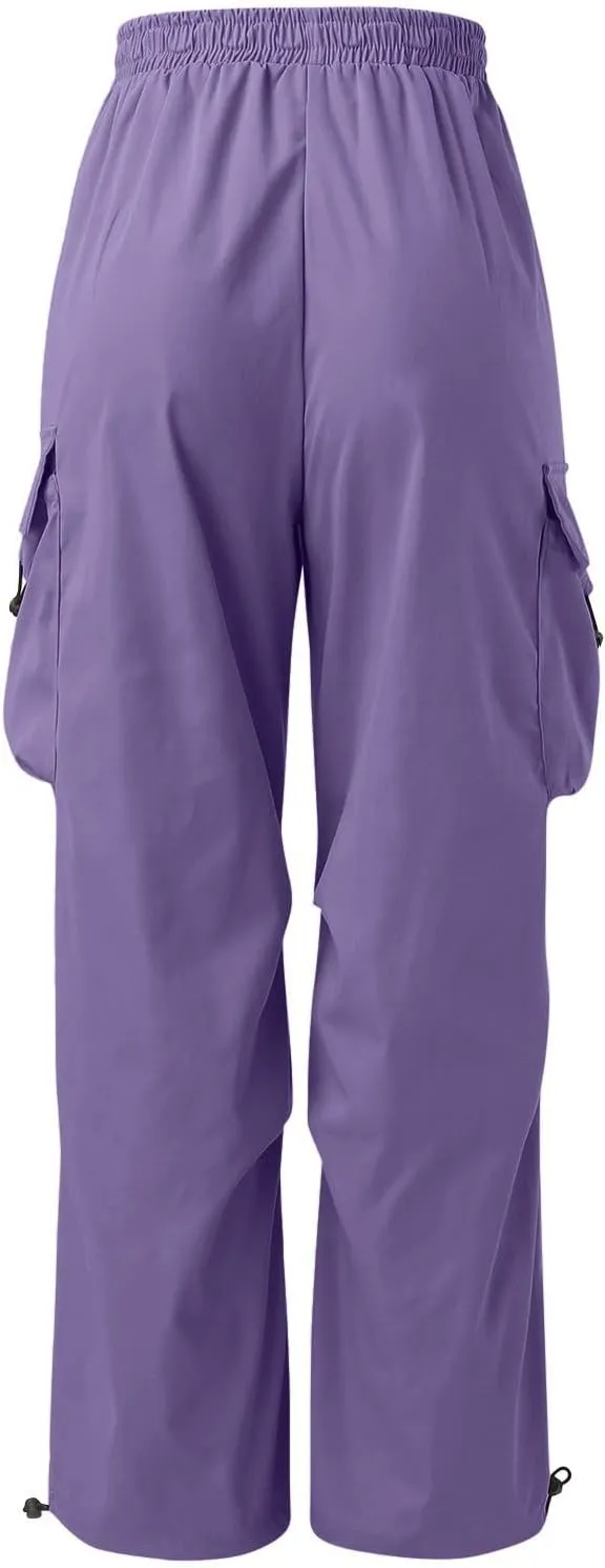 Flat Pocket Parachute Pants for Men Casual Baggy Cargo Pants Unisex Street Pants Drawstring Trousers