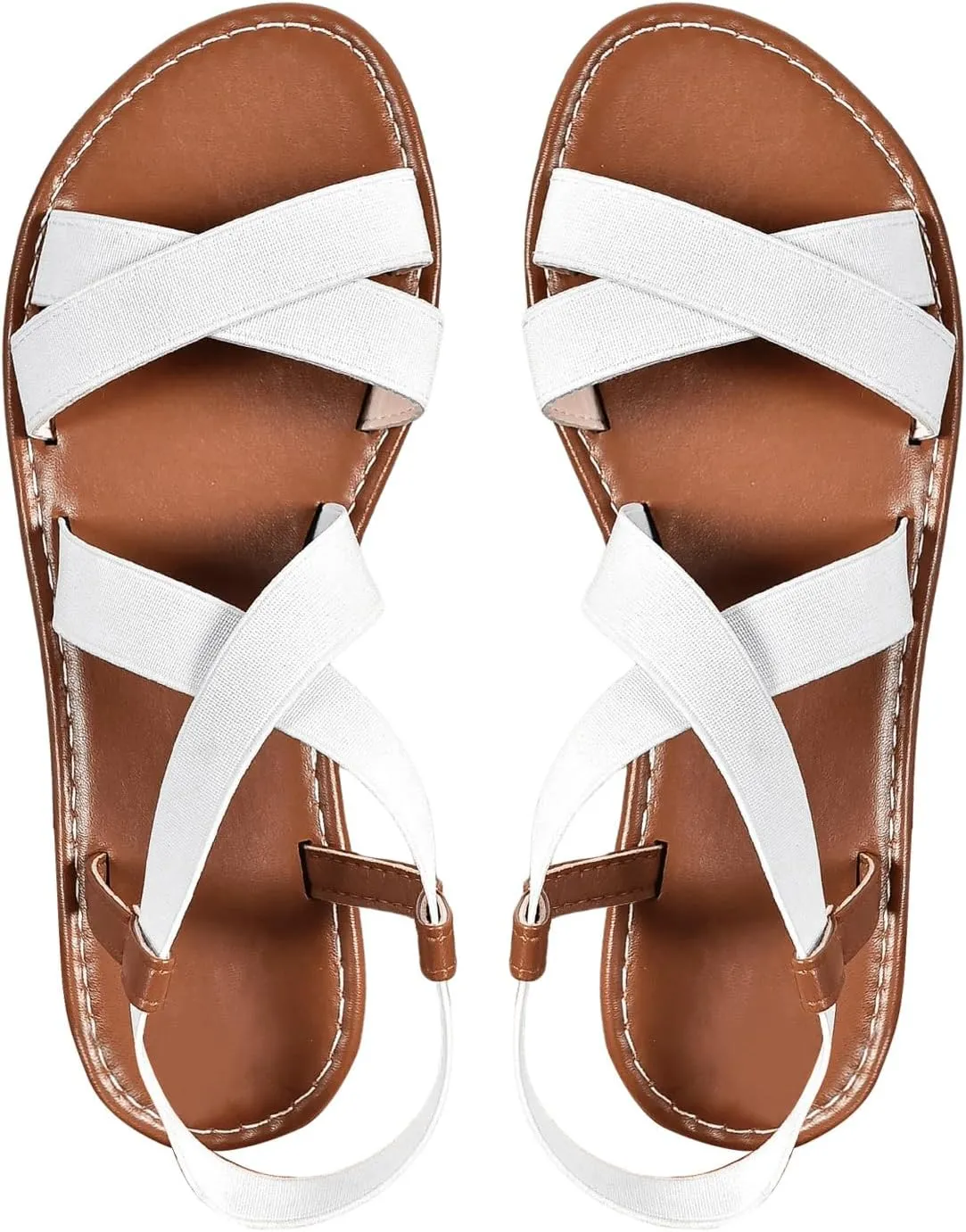 Floerns Women's Flat Sandal Criss Cross Ankle Strap Leather Slip on Summer Shoes