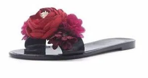 Floral Fullbloom Women 3D Flat Jelly Slide Best price Sandals Cape Complete product line Black Robbin Embellished