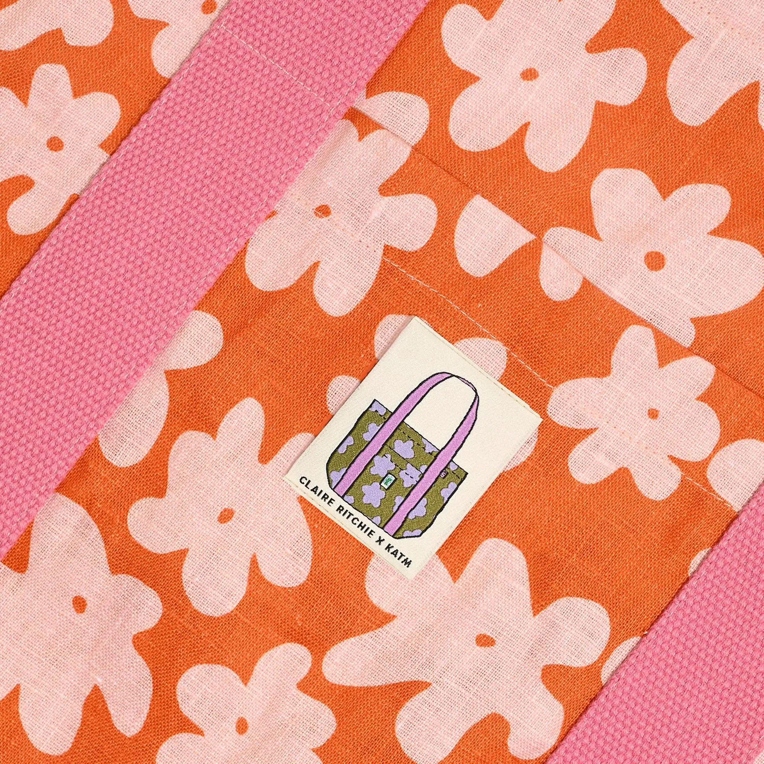 Flower Fields Fabric - Tangerine & Peach Mule Tote Sewing Kit | Claire Ritchie x KATM Mule Tote