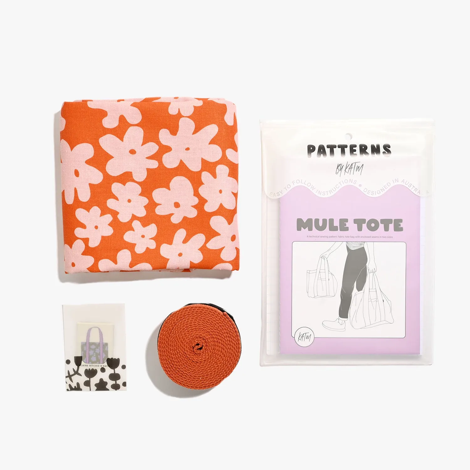 Flower Fields Fabric - Tangerine & Peach Mule Tote Sewing Kit | Claire Ritchie x KATM Mule Tote