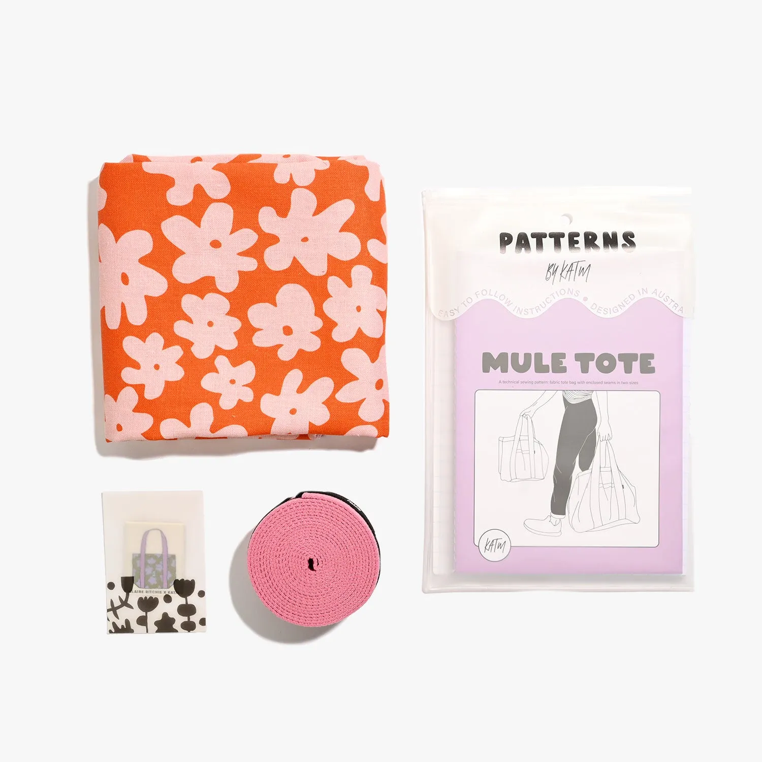 Flower Fields Fabric - Tangerine & Peach Mule Tote Sewing Kit | Claire Ritchie x KATM Mule Tote