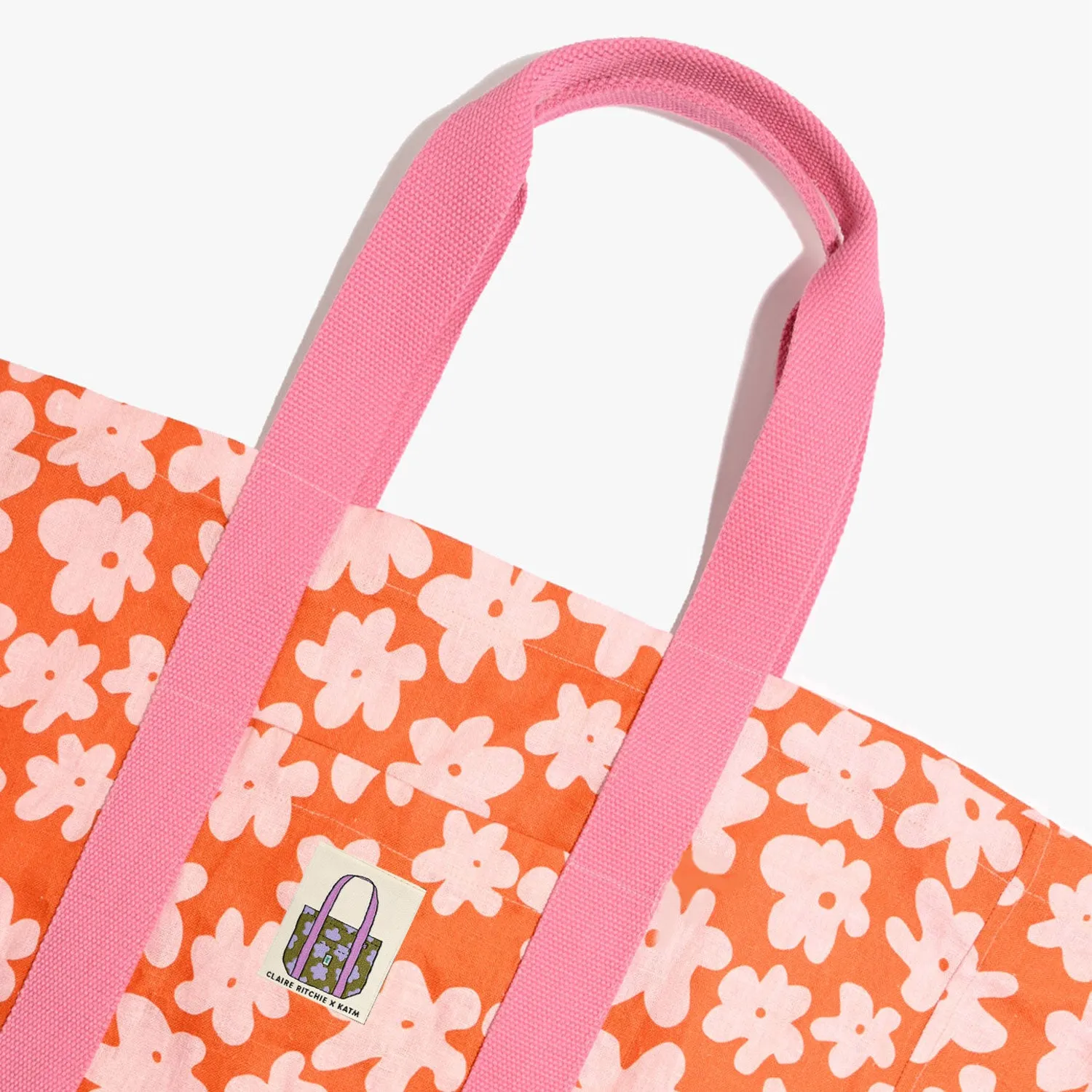 Flower Fields Fabric - Tangerine & Peach Mule Tote Sewing Kit | Claire Ritchie x KATM Mule Tote