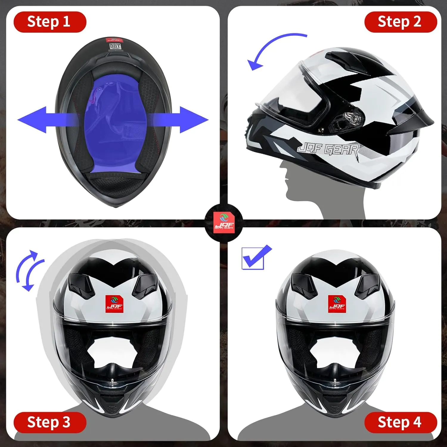 Full Face Motorcycle Helmet WS-607 DOT Approved Motorbike Racing Street Bike Helmets for Adults with Visor