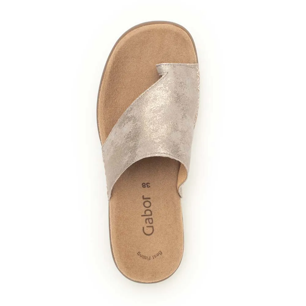 Gabor Leather Toe Post Sandal Shell Metal