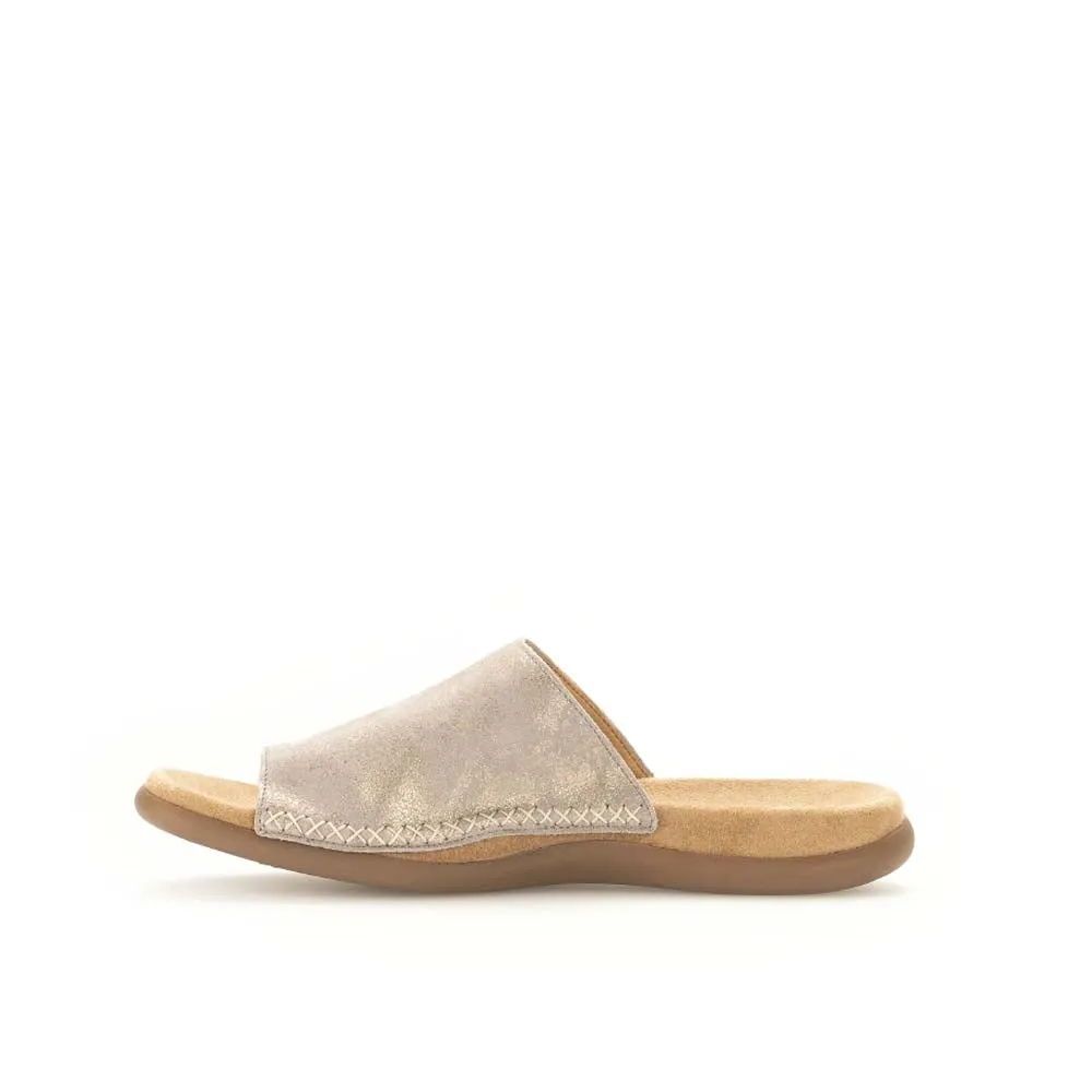 Gabor Leather Toe Post Sandal Shell Metal