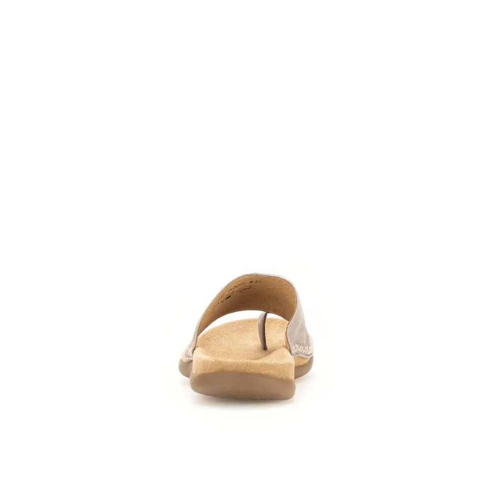 Gabor Leather Toe Post Sandal Shell Metal
