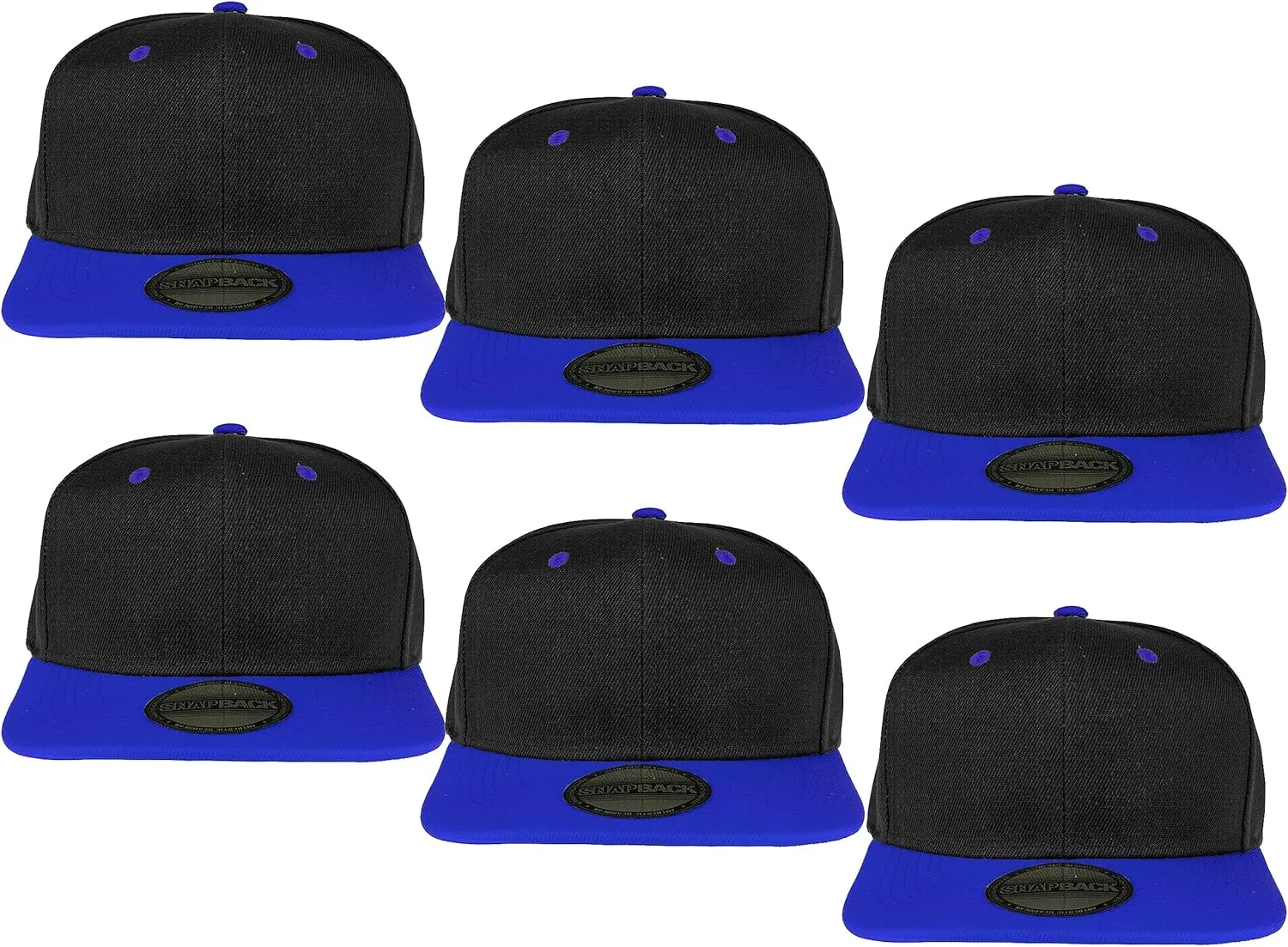 Gelante Plain Blank Flat Brim Adjustable Snapback Baseball Caps LOT 6 Pack
