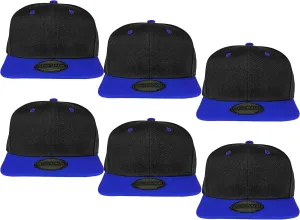 Gelante Plain Blank Flat Brim Adjustable Snapback Baseball Caps LOT 6 Pack