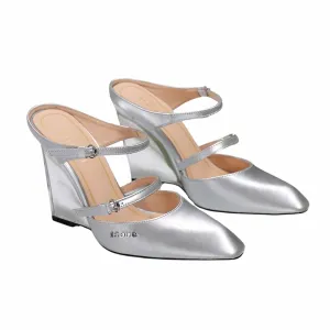 GG WOMEN'S WEDGE MULE SILVER