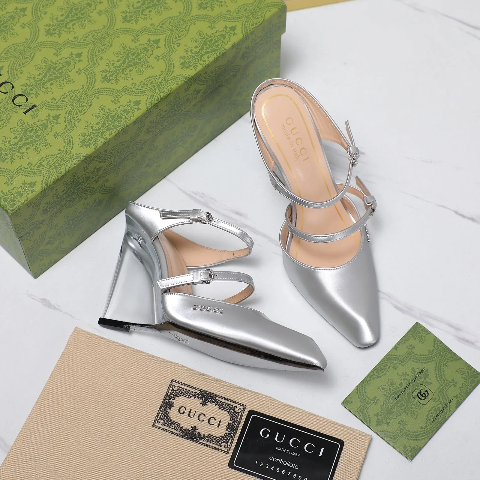 GG WOMEN'S WEDGE MULE SILVER
